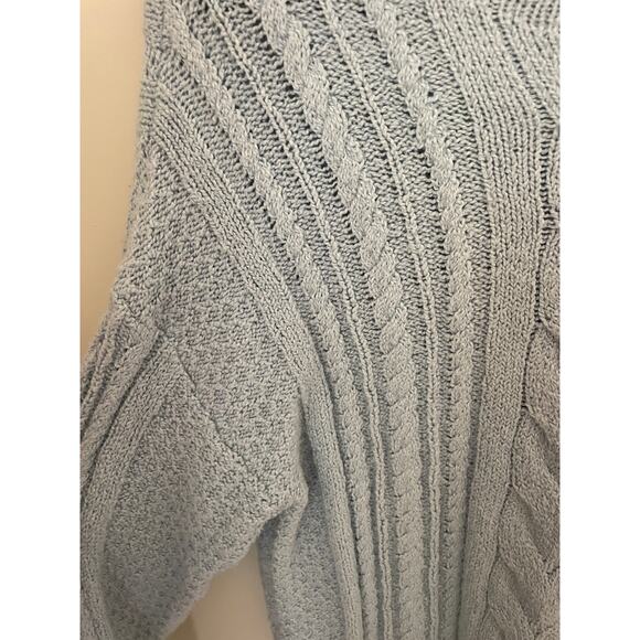J.Crew Cable Knit Sweater Blue Crewneck Women’s M Lightweight - Picture 3 of 4